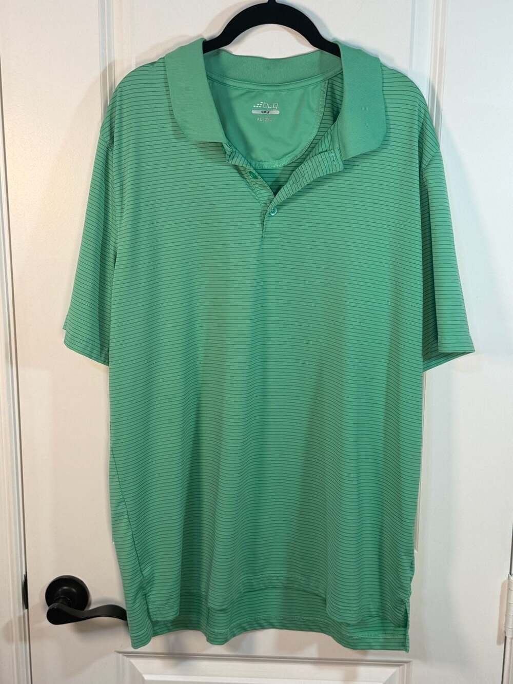 BCG Golf Men's Striped Short Sleeve Polo Shirt Green Size XL